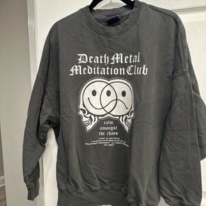 Death Metal Meditation Club Graphic Sweater - Charcoal